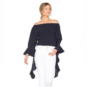 J.O.A off the shoulder flare sleeve top